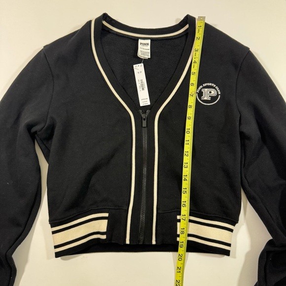 New Pink Victorias Secret Ivy Fleece Front Zip Cardigan Black - Picture 7 of 7